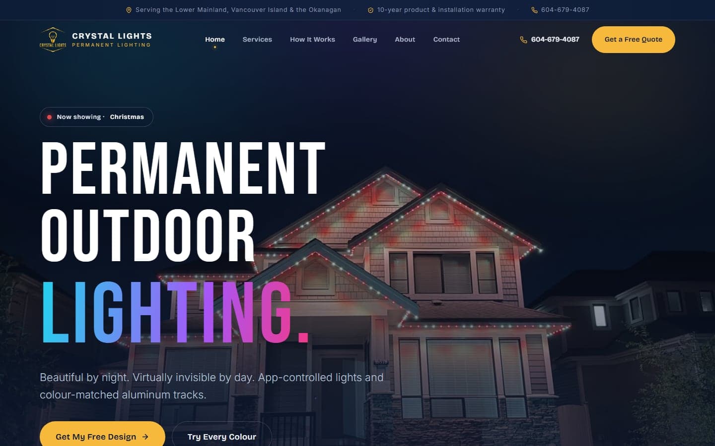 Crystal Lights website homepage